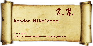 Kondor Nikoletta névjegykártya